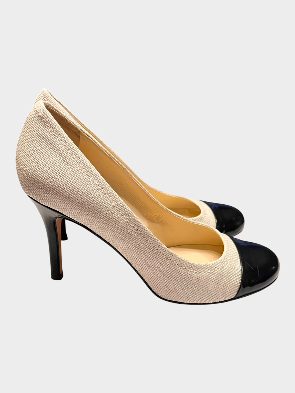 KATE SPADE New York Raffia Cap Toe Pumps Heels 7.5B Italy Classic - Picture 5 of 11